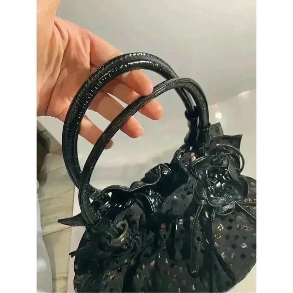 No brand Black Medium sized purse floral and sequin shoulder bag leather handle - Picture 9 of 9